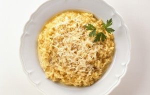 Risotto alla milanese made with rice, saffron and parmesan cheese