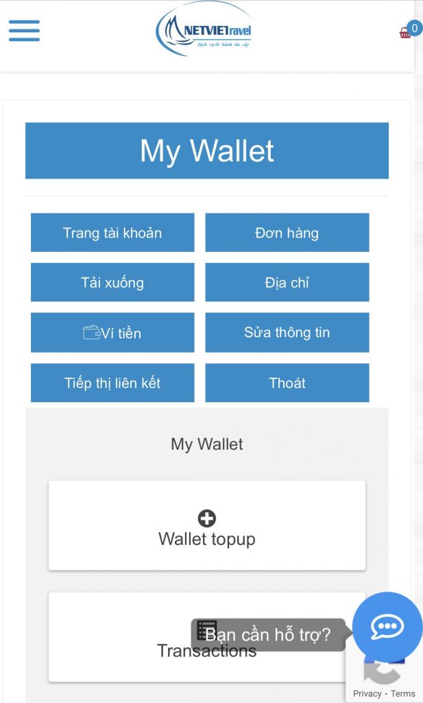 Giới thiệu về tính năng Ví tiền trên website của Netviet Travel