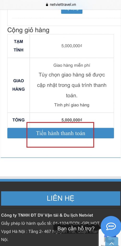 Hướng dẫn thanh toán với tính năng Ví tiền trên website của Netviet Travel